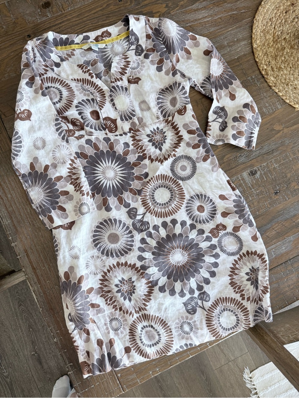 Boden 100% Linen Floral Mini Dress
